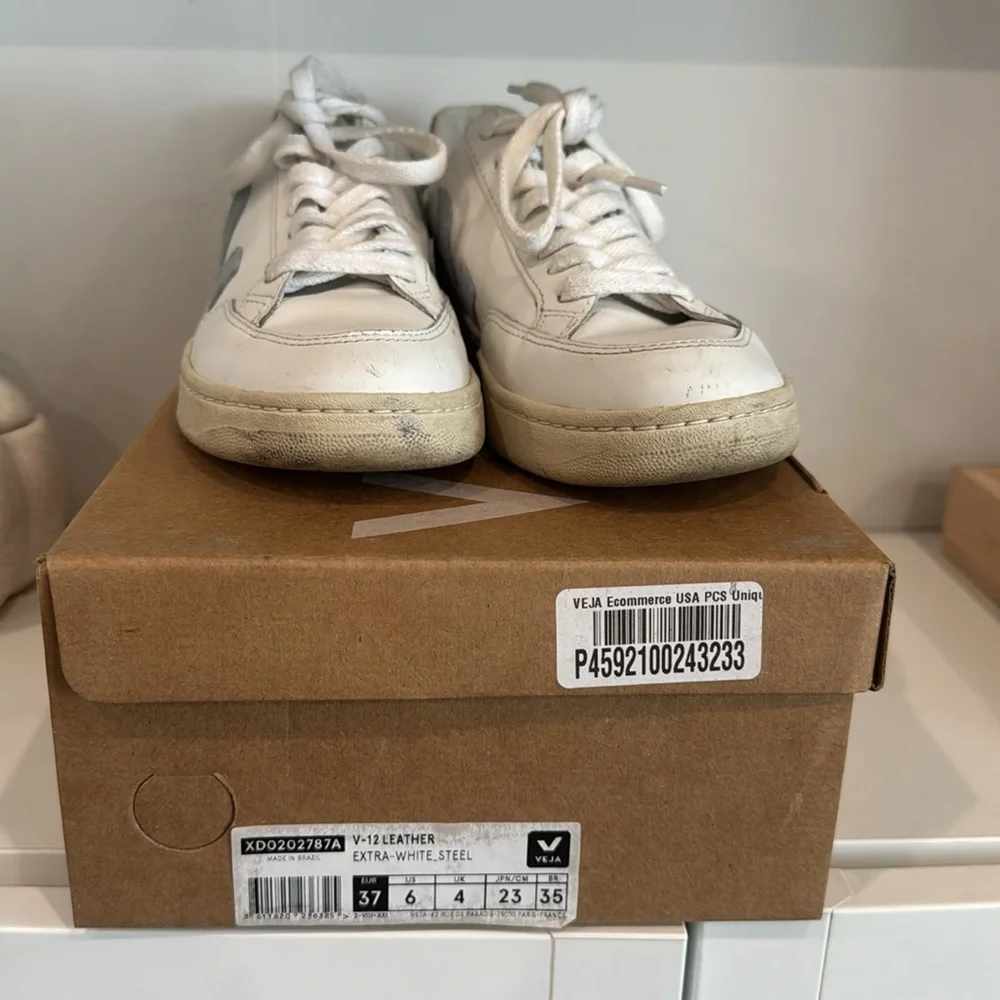 Veja White and‎ Gray Casual Sneakers